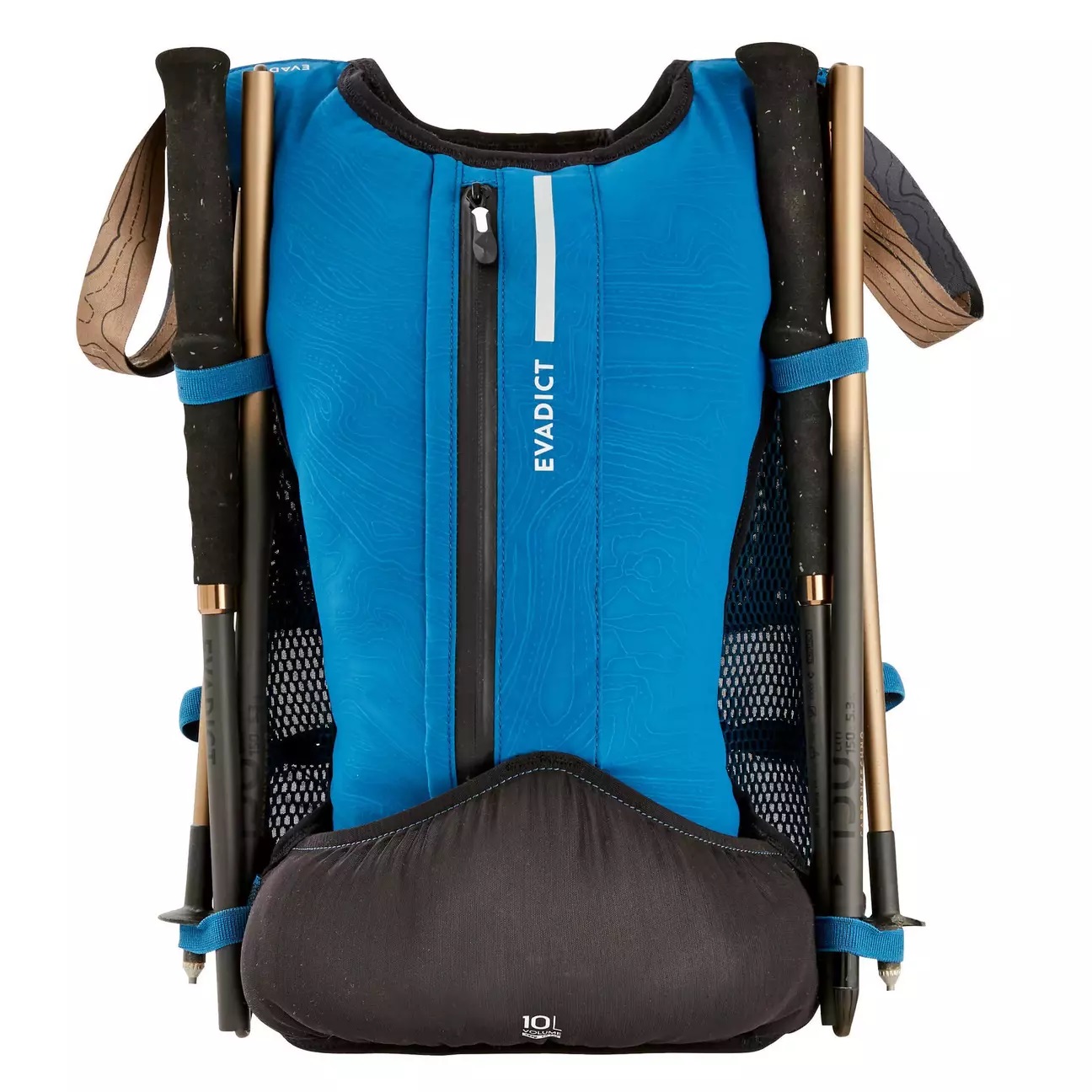 zaino trail 10l azzurro nero bastoncini